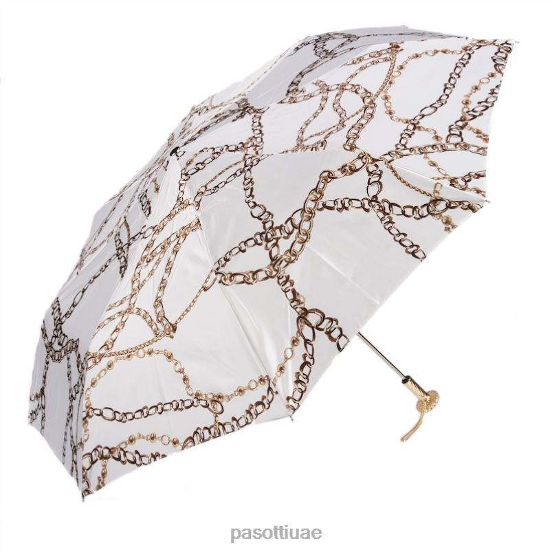 مظلة | 257 58002-9 s15 - مظلة بيضاء قابلة للطي بطبعة سلاسل PASOTTI Z446V616